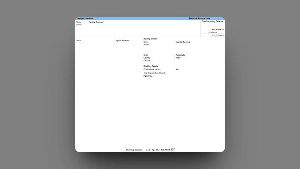 Create a Ledger in Tally Prime